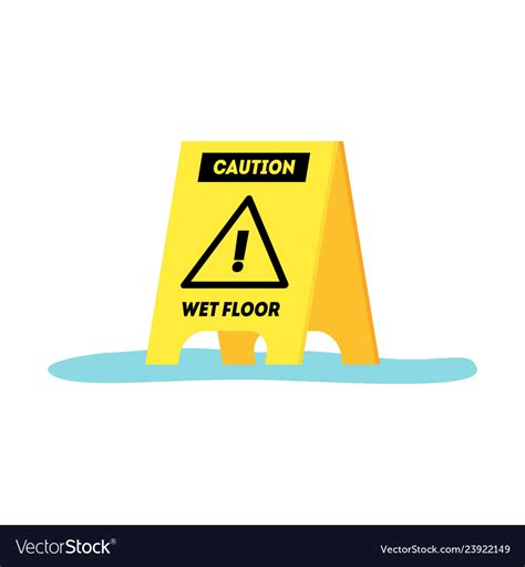 Cartoon Caution Wet Floor Yellow Sign Royalty Free Vector