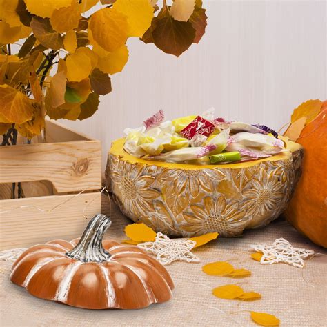 Geemuslly Pumpkin Candy Jar With Lid Cookie Container Thanksgiving Fall Halloween Pumpkin Indoor