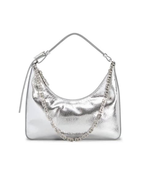 Givenchy Small Moon Cutout Hobo Bag In Metallic Lambskin Leather