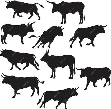 Premium Vector Farm Cow Bull Animals Vector Silhouettes