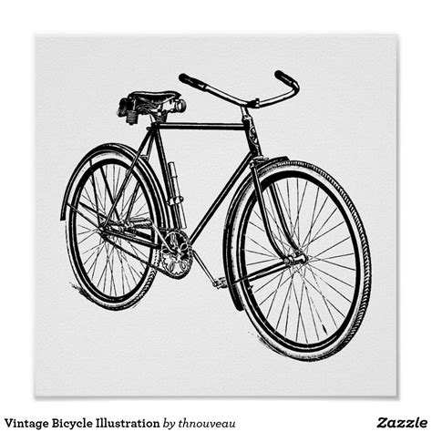 Vintage Bicycle Illustration Poster Bicycle Illustration