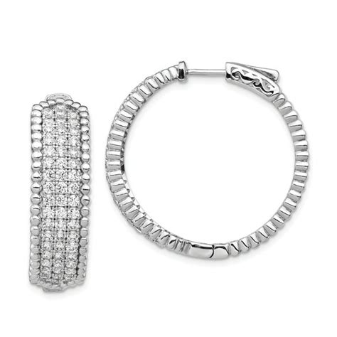 Diamond2deal Sterling Silver Cubic Zirconia Hinged Hoop Earrings Ear Hoops Set For Womens