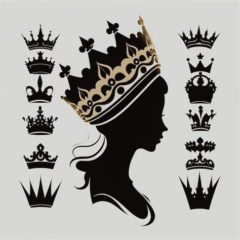 Premium Photo A Royal Crown Black And White Vector Silhouette Head