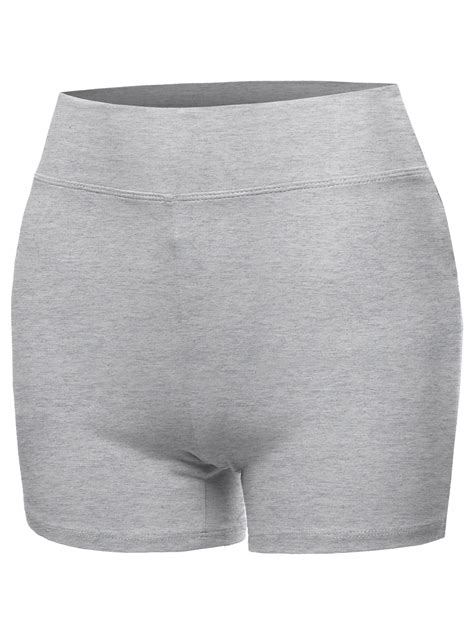 A2y Women S Basic Solid Premium Cotton High Rise Bike Shorts Heather Grey L