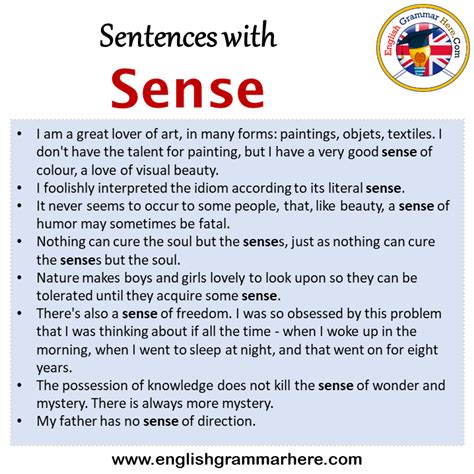 Sentences with Sense, Sense in a Sentence in English, Sentences For ...