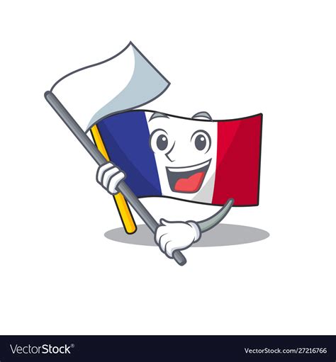 With flag french folded in cartoon drawer Vector Image