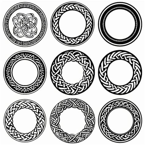 Premium Photo A Set Of Round Celtic Frames With Knotted Braid