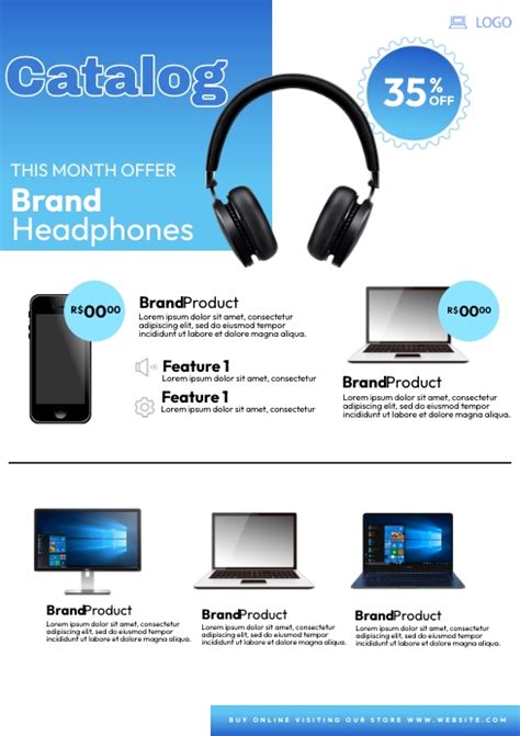 blue theme catalog design template postermywall