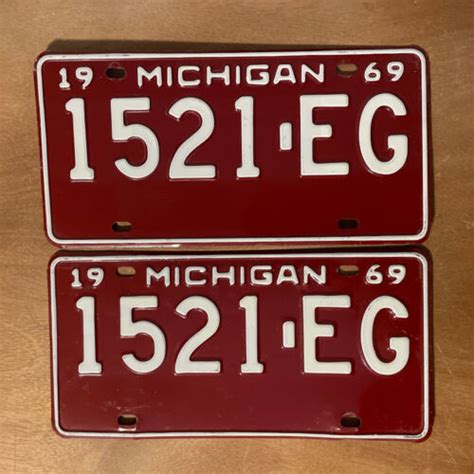 1969 Michigan License Plate Pair Truck 1521 Eg Ebay