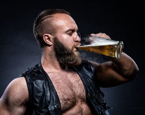 Bearded Man Drinking Beer From A Beer Mug Stock Image Image Of Belly