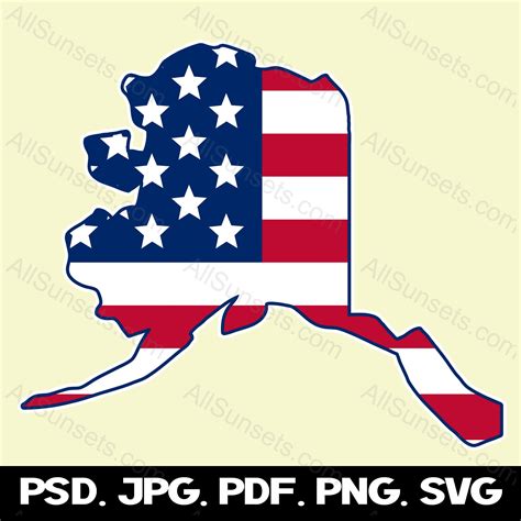 Alaska State Shape American Flag Svg Png Pdf Psd File Etsy Hong Kong