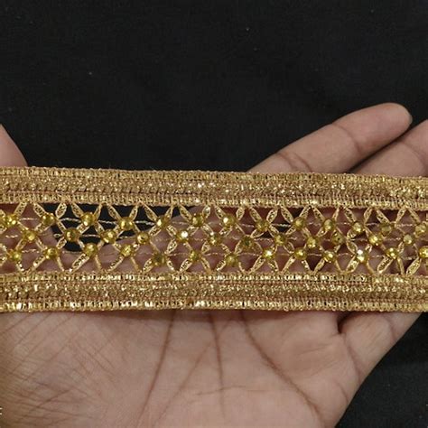 Indian Metallic Gold Beaded Floral Patches Lace Trim For Etsy