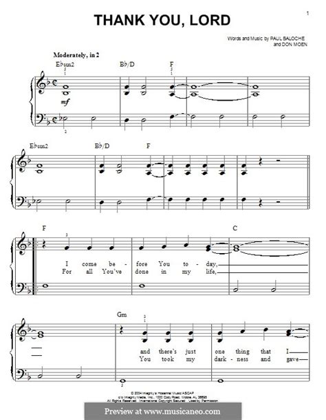 Thank You, Lord by P. Baloche, D. Moen - sheet music on MusicaNeo