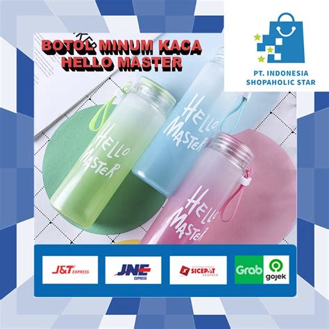 Jual Botol Minum Kaca Hello Master Gelas Minum Kaca Hello Master