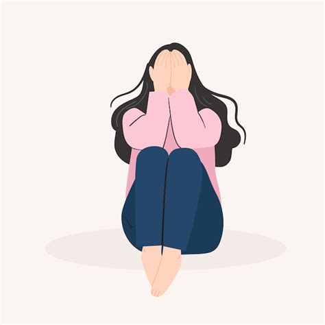 Triste Mujer Solitaria Chica Joven Deprimida Ilustraci N Vectorial En