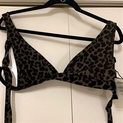 Good American Swim Good American Black Grey Leopard Cheetah Swim Bikini Triangle Top Poshmark