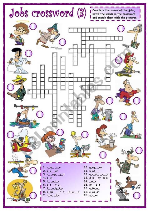 Jobs Crossword 3 Of 3 ESL Worksheet By Mpotb