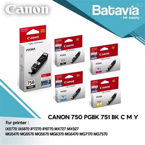 Jual TINTA CARTRIDGE CANON 750 PGBK 751 BLACK CYAN MAGENTA YELLOW