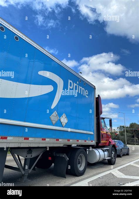 Amazon Prime logo on a delivery truck on the highway Stock Photo - Alamy