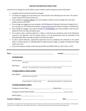 Fillable Online Mcps Employee Information Change Form Use This Form To