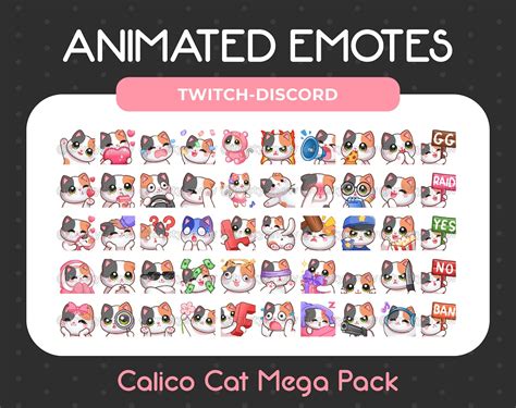 Animated Static Cute Calico Cat Emotes Mega Pack For Twitch Youtube