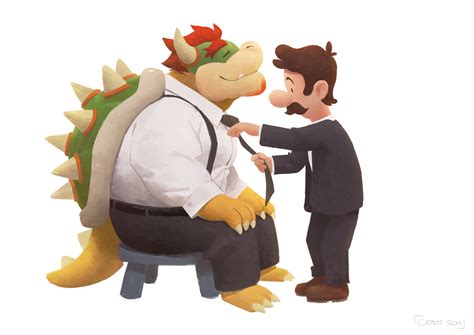 Luigi Helping Bowser With His Tie Before Heading Off To Marios Wedding Bowser X Luigi