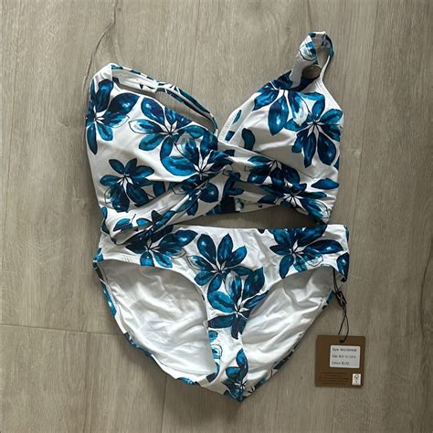 Niptuck Swim Bikini Blue Floral Swimsuit Gem