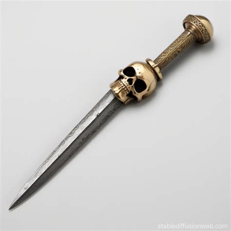 Dagger With A Pommel In The Shape Of A Smiling Skull Prompts Stable