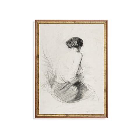 Vintage Woman Sketch Print Antique Drawing Art Neutral Etsy