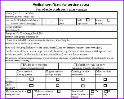 Morskie Swiadectwo Zdrowia Marynarzy