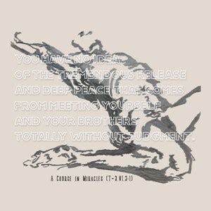 Male Nude Inspirational Quote About Release And Deep Peace From Nonjudgment Of Self And Others