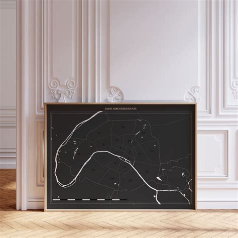 Map Of The Districts Of Paris Decorative Design Grey Map Paris Paris