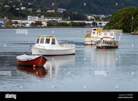 Boats Moored In Hutt River Estuary Hikoikoi Petone Hutt City