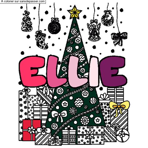 Dessin Colori Coloriage Pr Nom Ellie D Cor Sapin Et Cadeaux Par Un