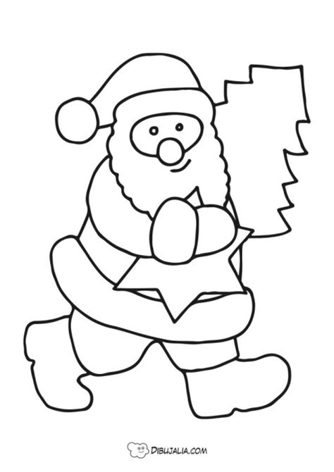 Papa Noel Con Arbol De Navidad Dibujo Dibujalia