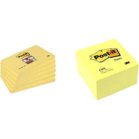 Post It Lot De 6 Blocs De Notes Repositionnables 76 X 127 Mm Jaune