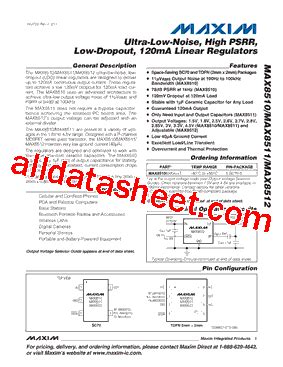 MAX8511EXK15 T Datasheet PDF Maxim Integrated Products