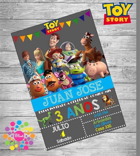 Invitacion De Cumpleaños Personalizada Toy Story De Ideasglint En