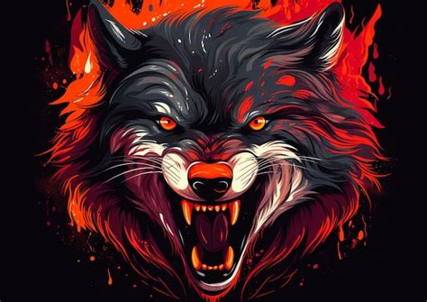 Ilustración de vector de lobo enojado Foto Premium