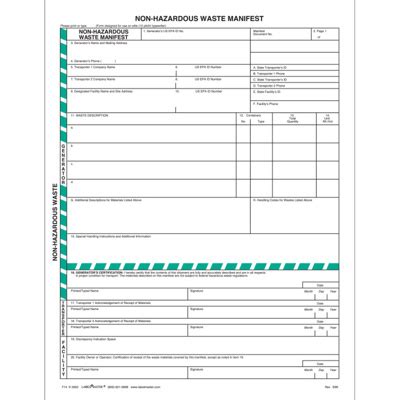 Printable Hazardous Waste Manifest Form Prntbl