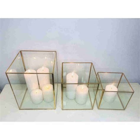 Gold Rectangle Glass Lanterns Sizes Weddings Of Distinction