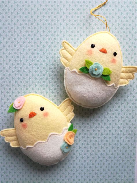 Felt Pdf Sewing Pattern Felt Chicks Easter Ornament Easy Etsy Felt Crafts Felt Easter