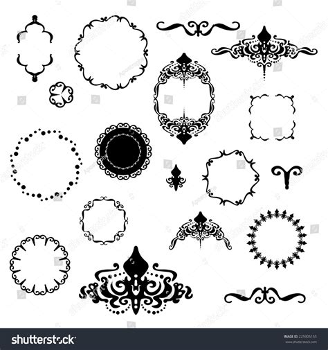 Fancy Design Elements Vector With Black And White Borders And Frame