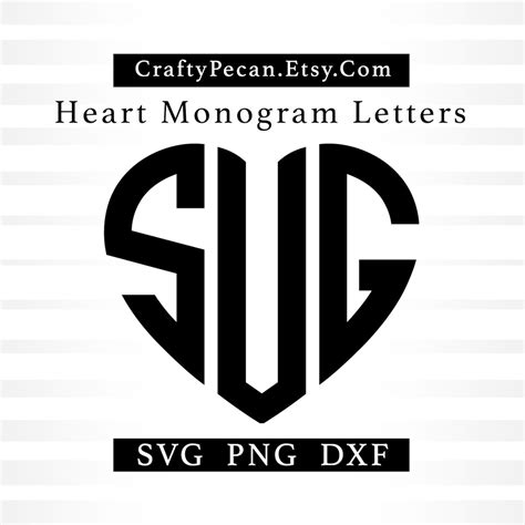 Heart Monogram Font Svg 3 Letter Monogram Alphabet Cricut Font Svg