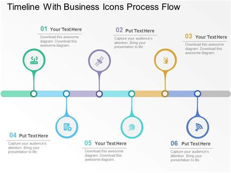 Timeline With Business Icons Process Flow Flat Powerpoint Design ...