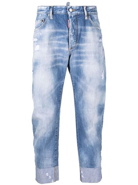 Dsquared Washed Effect Cropped Jeans Farfetch