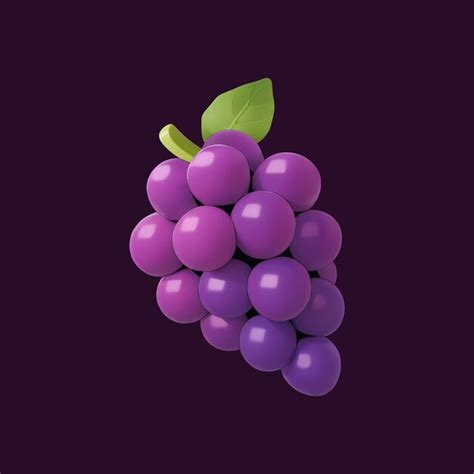 Ilustração do ícone de cacho de uvas folhas PSD Premium