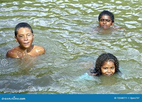 In The River Swimming Children In Tropical Brazil Editorial Photo