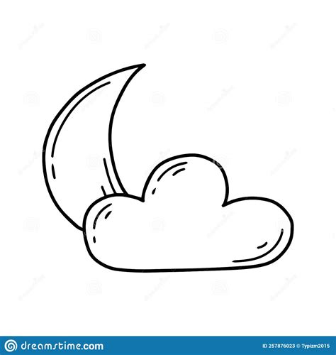 Cloud with crescent moon. stock vector. Illustration of decoration ...