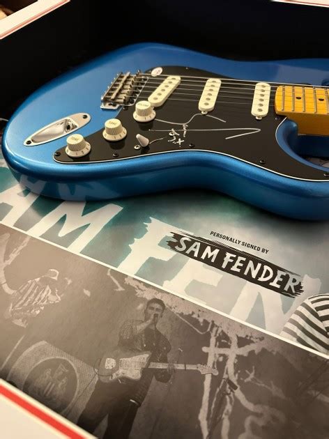 Sam Fender Signed and Framed Electric Guitar with Vinyl LP - CharityStars